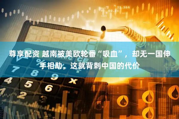 尊享配资 越南被美欧轮番“吸血”，却无一国伸手相助，这就背刺中国的代价